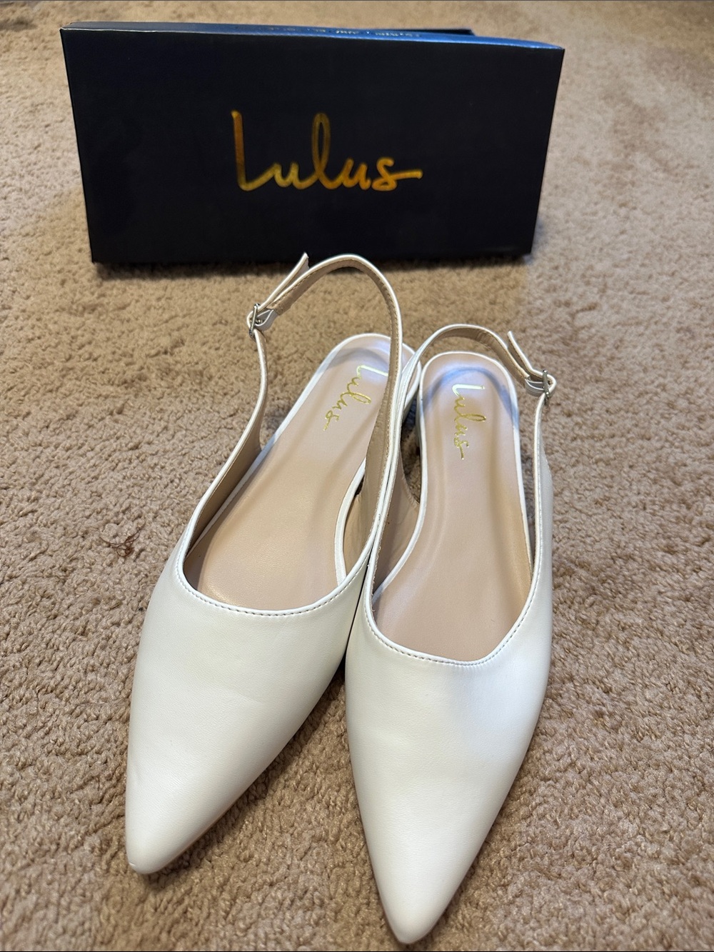 Lulu's Ivory Pointed Slingback Flats